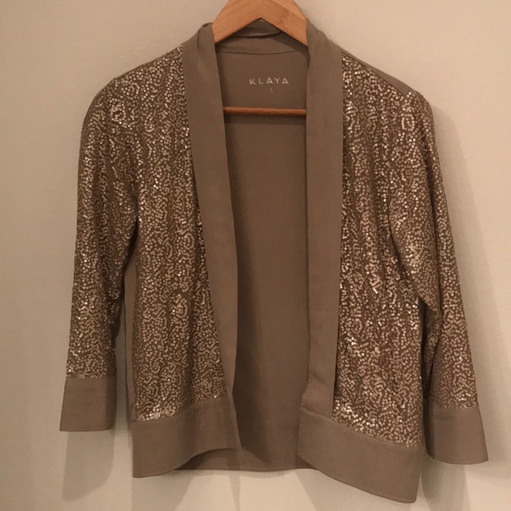 Tan Sequin Open Jacket
